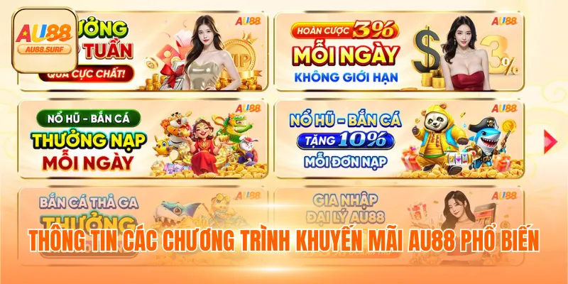 Thông tin các chương trình khuyến mãi AU88 phổ biến